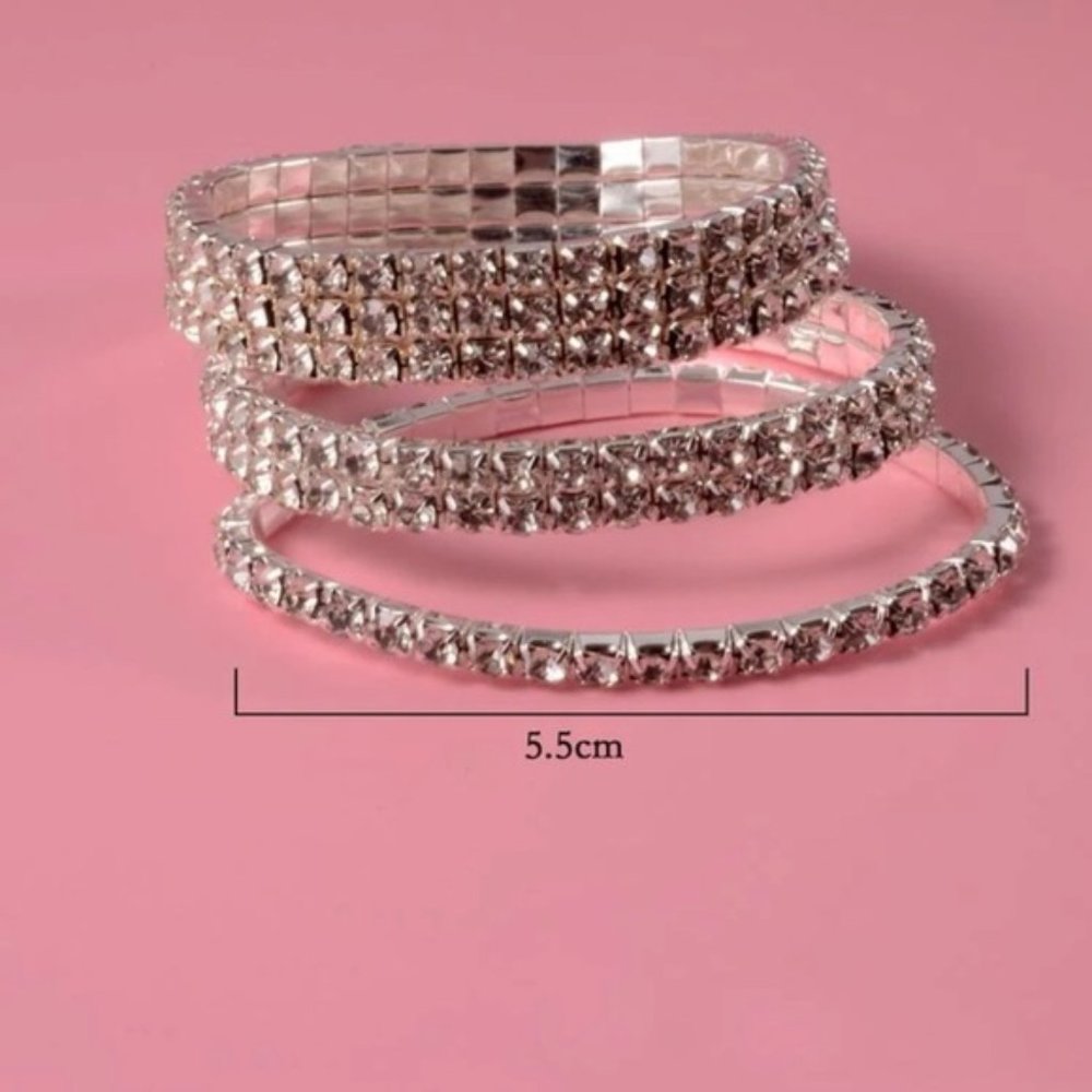 3pcs Rhinestone Decor Bracelet For Women Fashion WeddingGift Engagement …